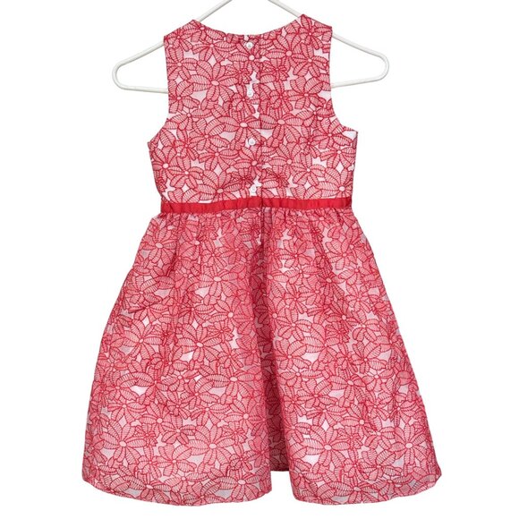 Gymboree Girls Dress Size 7 Red Floral Lace Sleeveless A-Line Style - Picture 2 of 8